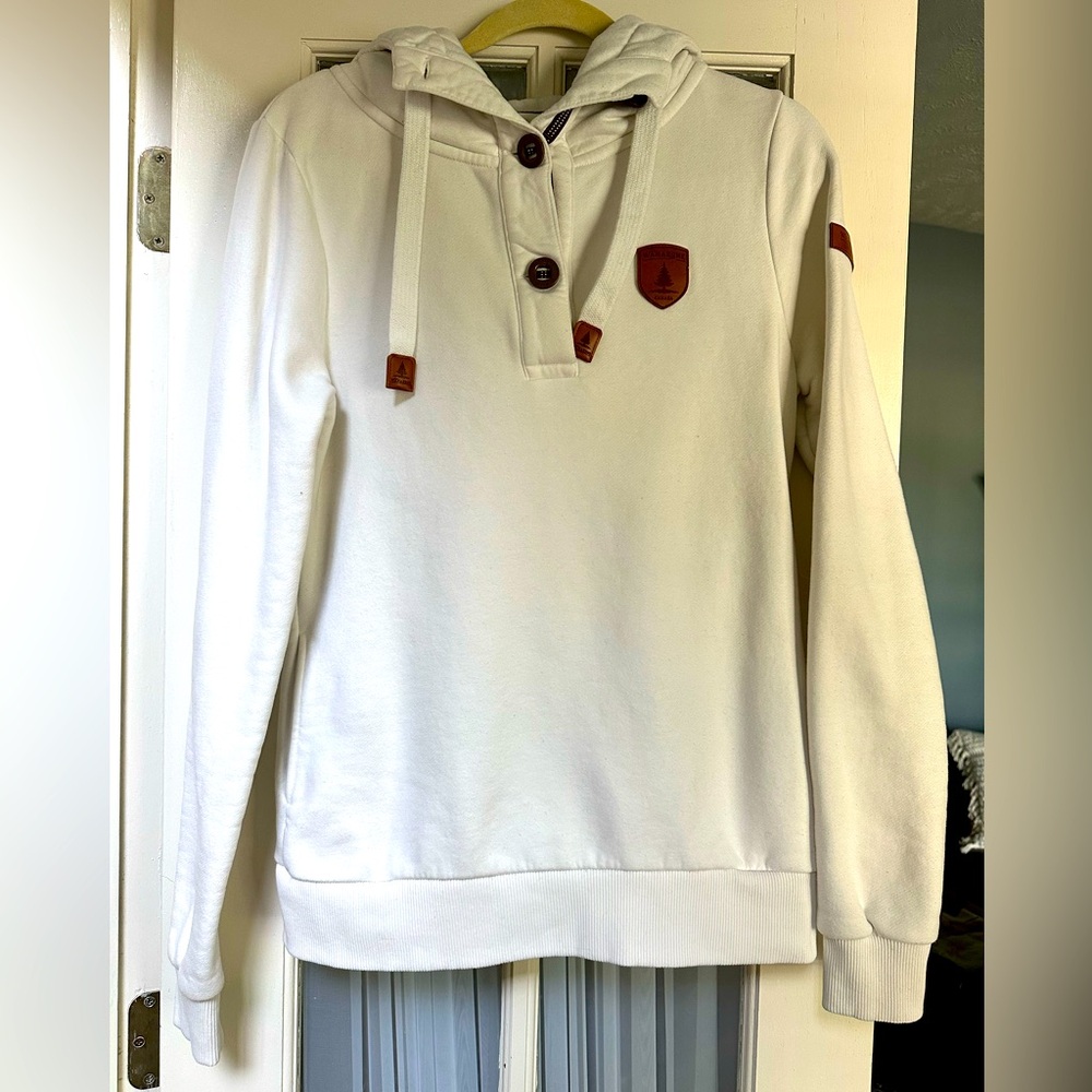 Wanakome White Hoodie with Brown Accents